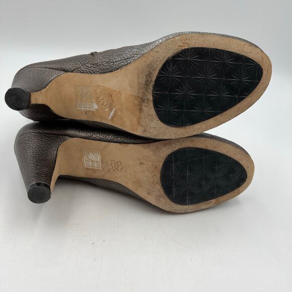 Taryn by Taryn Rose Metallic Leather Booties Heel Ankle Boots - Picture 8 of 10